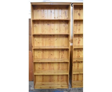 A Modern Pine Six Shelf Open Bookcase, 95cm Wide and 214cm high 