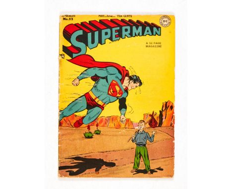 Superman 52 (1948) Amateur repair - tape and glue spots to interior spine [gd]. No Reserve