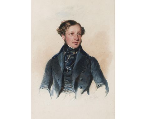 Charles Jones Basebe (c.1818-1880) - Portrait of a Gentleman said to be of the Farrer Family, signed and dated 1840, watercol