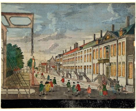 An 18th century Dutch hand coloured Hold-to-Light or Optical Print, 27 x 36.5cm, unframed  