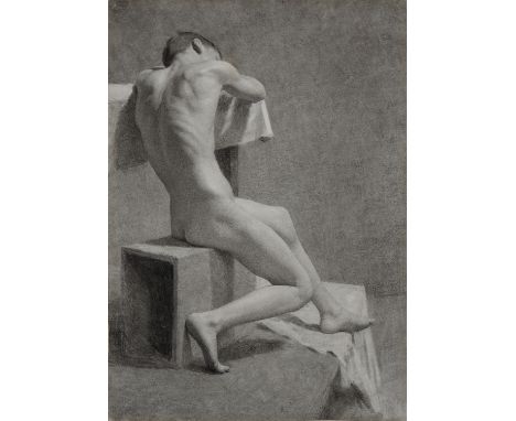 Harold Knight RA, ROI, RP, RWA (1874-1961) - Life Model Nottingham School of Art, charcoal, 52 x 37cm, laid down on the origi