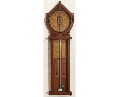 A Victorian oak Admiral Fitzroy barometer, Joseph Davis &amp; Co Sole Manufacturers.. London, 104cm h  Lacking one or two sma