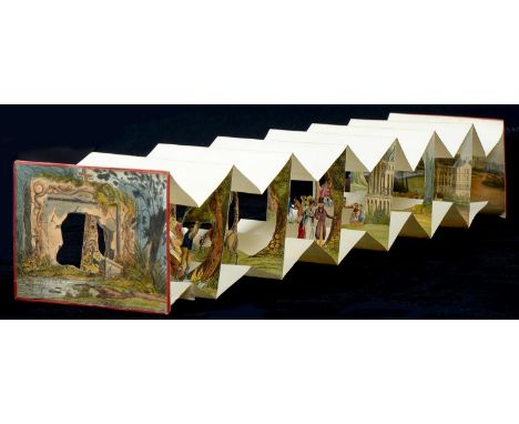 Paper Peepshow. The Areaorama: A View in Regent's Park, accordion folding peepshow with six cut out panels and front and back