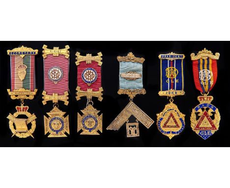 Freemasonry. A silver gilt past master's jewel, Samaritan Lodge No 286, Birmingham 1942, later engraved and five silver and e