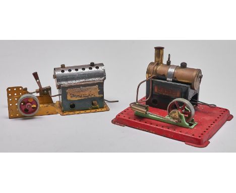 A Mamod live steam stationary engine and another, similar model  