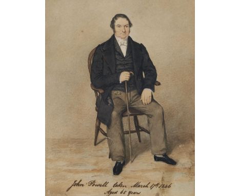 English School, 1846 - Portrait of John Powell aged 65 Years, small full length seated in a Windsor chair, dated and inscribe