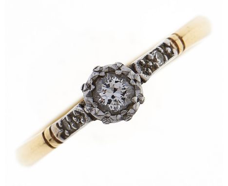 A diamond ring, in gold marked 18ct, 3g, size R  Light wear