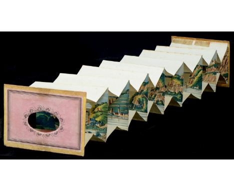 Paper Peepshow. Das Rheinthal von Bingen bis zum Lurley / La Vallee du Rhin de Bingen Jusqu'a Boppart, accordion folding peep