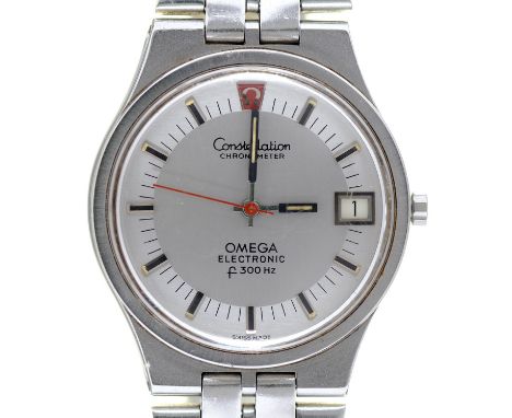 An Omega stainless steel gentleman's wristwatch,&nbsp;Constellation Chronometer Electronic, 35 x 41mm, maker's bracelet  Exte