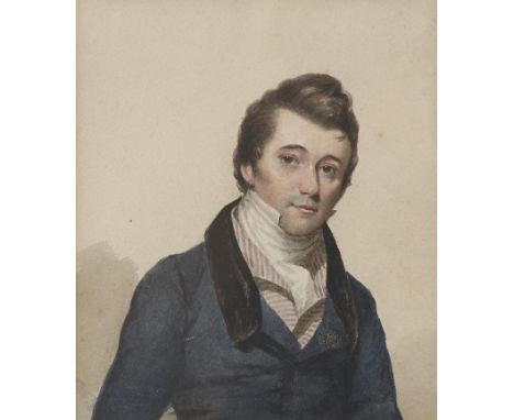English School - Portrait Miniature of a Gentleman, traditionally identified as Tom Littleton, bust length in white stock, st