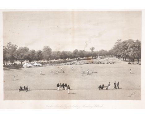 Sport. After William Paris (1838-1915) - Cricket Match Royal Military Academy Woolwich, lithograph by M &amp; N Hanhart, publ