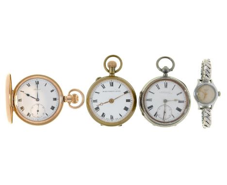 A silver lever watch, W Guthrie Willington Quay, engine turned, 50mm diam, Chester 1890, a federal gold plated keyless lever 