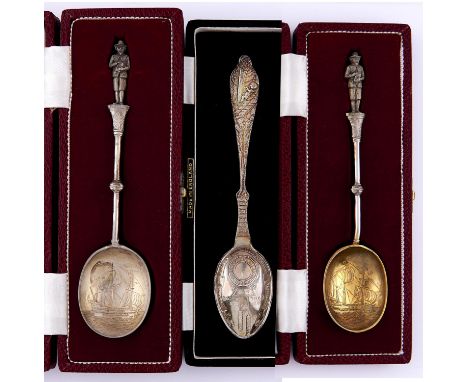 Two Elizabeth II silver Pilgrim Father's commemorative spoons, by R B Wigfull &amp; Sons, Sheffield 1970 and another, each ca