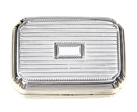 A George IV silver vinaigrette,&nbsp; with indented corners, engine turned, the interior in contrast finely pierced and engra
