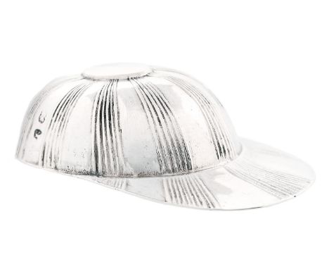 A George III silver jockey cap novelty caddy spoon, c1800,&nbsp; realistically engraved, 54mm, part marked, lion passant and 