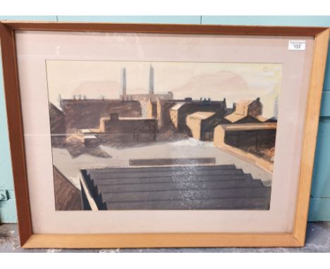 G Underwood (British 20th century), an industrial landscape, signed in pencil. Watercolours. 38x53cm approx. Framed and glaze