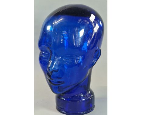 Modern pressed blue glass mannequin head. (B.P. 21% + VAT)