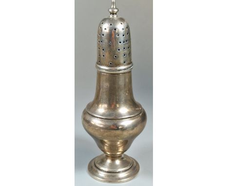 Edward VII silver pepperette of baluster form, by Harrison Brothers and Howson (George Howson), Sheffield 1909. 3.9 troy oz a