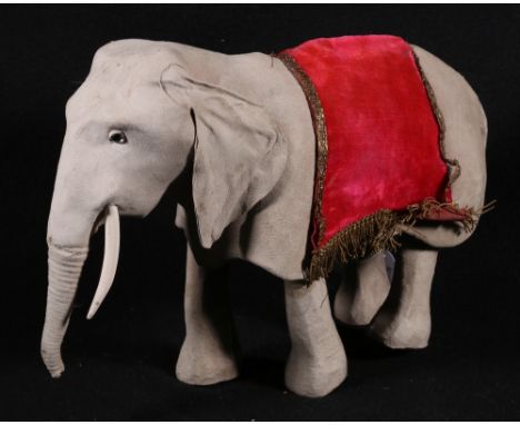 Roullet & Decamps clockwork automaton walking elephant, 35cm. CONDITION REPORT: Stained patch to undercarriage and around to 