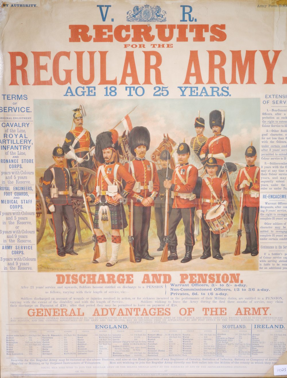 Victorian Army Recruitment poster (Army Form B2095) printed by Marcus ...