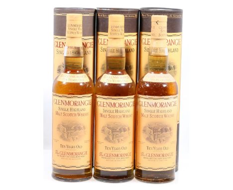 Three bottles of GLENMORANGIE 10 year old Highland Single Malt Scotch Whisky 70cl 40% vol. each with box.