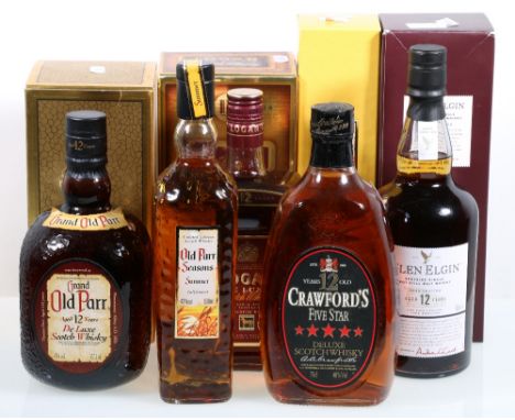GLEN ELGIN 12 year old Speyside single malt whisky, 70cl, 43% vol, GRAND OLD PARR, 12 year old deluxe blended scotch whisky 9