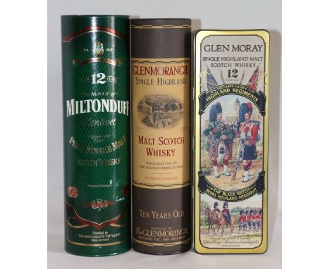GLENMORANGIE 10 year old Highland Single Malt Scotch Whisky 70cl, 40% vol., boxed; MILTONDUFF-GLENLIVET 12 year old Highland 