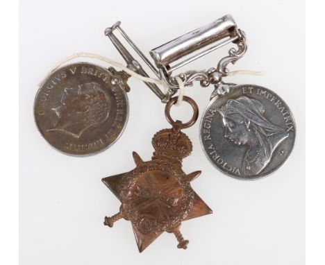 India Medal with North West Frontier clasp (Lieut Middleton K By RH) and WWI war medal and 1914-15 star (101774 Dur J A Middl