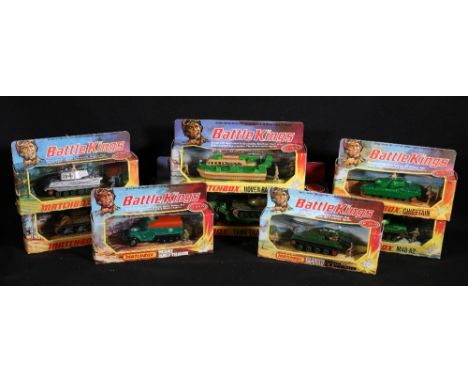 Eight Matchbox Battle Kings series models circa 1974, the first eight in the range of 18 from K-101 to K-108 including Sherma