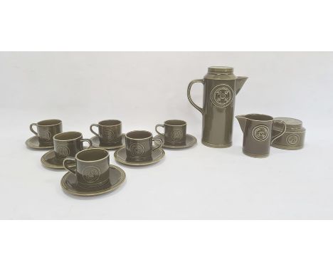 Jon Anton ironstone Agincourt pattern part coffee service, circa 1960's/70's, printed marks, moulded with a cross within a ro