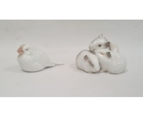 Bing & Grondahl group of three mice, no.1559 and Bing & Grondahl bird, white with pink beak Condition ReportSome light surfac