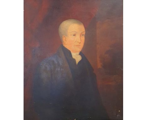 British school (19th century)Oil on canvasHalf-length portrait of a gentleman in a black coat, possibly George Thomas (partia