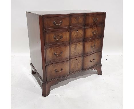 20th century serpentine-fronted chest of four long drawers, on splayed bracket feet, 75cm x 77.5cmCondition ReportDamage to b