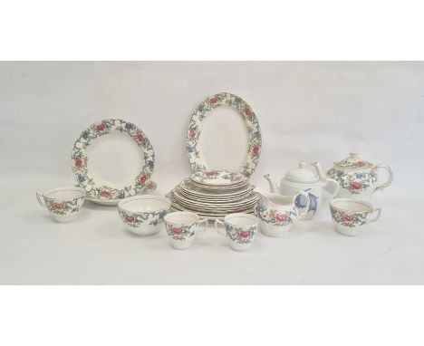 Royal Doulton Booths 'Floradora' teaware and serving dishes and an Oriental blue and white teapot 