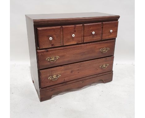 20th century three-drawer chest on bracket feet, 89.5cm x 81cm 