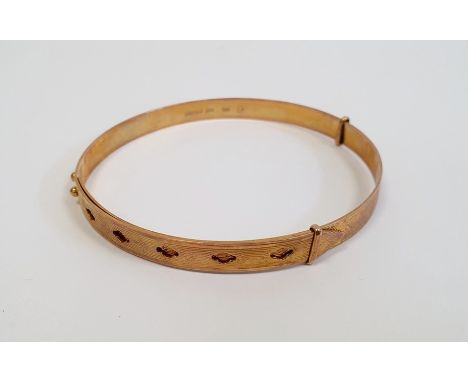 Gold adjustable belt bangle, with diamond-shaped decoration, approx. 14g