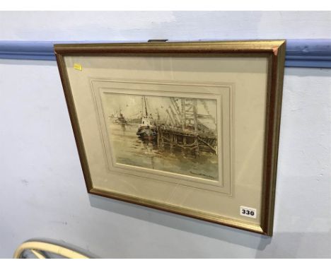 Watercolour, 'Coal Staithes, Mill Dam, South Shields', Thomas Wilkinson, 46 x 39cm