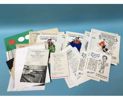 Collection of vintage snooker programmes and ephemera