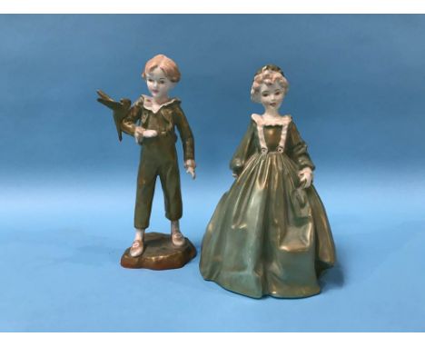 Royal Worcester figure 'The Parakeet', 3087 and 'Grandmother's Dress', 3081 (2)