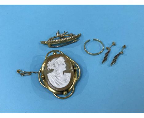 A Cameo, seed pearl brooch etc.