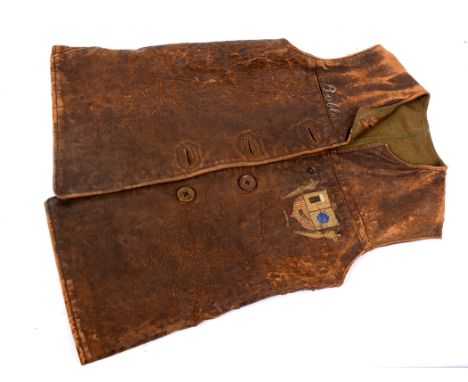 A SECOND WORLD WAR BRITISH ARMY BROWN LEATHER JERKIN  of standard production specification, decorated in the American fashion