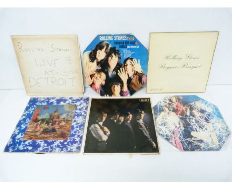 Rolling Stones LP vinyl records, original copies of Beggars Banquet, On Her Satanic Majesties Request (hologram sleeve, US co