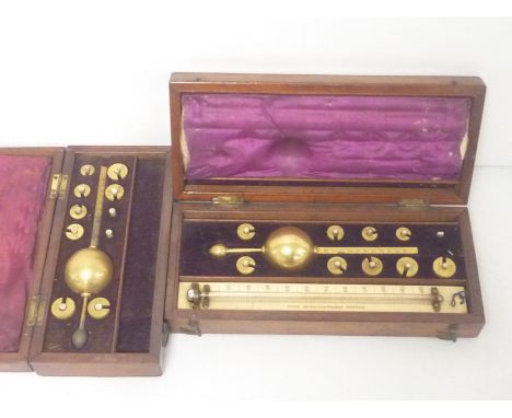 Sykes hydrometer, fitted case with a Buss of London thermometer and another (2)
