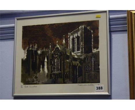 Print, Norman Wade, 'York Minister' number 34/150, 31 x 37cm.