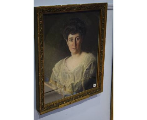 E.J. Wells, pastel, signed. Dated 1906. 1/4 length portrait of 'The Right Honourable Agnes Liddel', 48 x 58cm. 