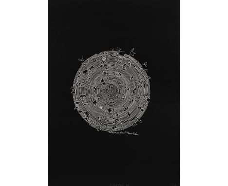 Roth, DieterHannover, 1930 - Basel, 199883,5 x 58,5 cm, R."Immer im Meer leben", 1970. Serigraphie auf Karton. In weißem Stif