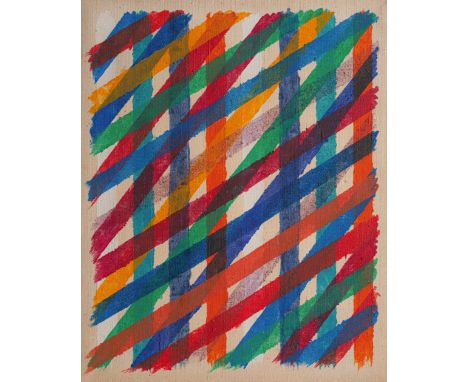 Dorazio, PieroRom, 1927 - Perugia, 200541 x 33 cm, R."Ex tempore IV", 1963. Öl auf Leinwand. In Tinte rückseitig signiert, da