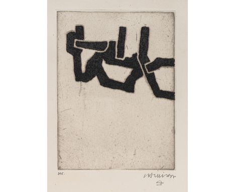 Chillida, EdouardoSan Sebastián, 1924 - 2002Blattgröße: 36 x 28,5 cm; 23,5 x 17,5 cm, R."Burni Bizitu I", 1967. Radierung auf