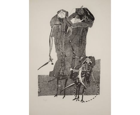 Janssen, HorstHamburg, 1929 - 1995Blattgröße: 64 x 49 cm, o. R."Spaziergänger", 1957. Lithografie auf Bütten. In Bleistift un