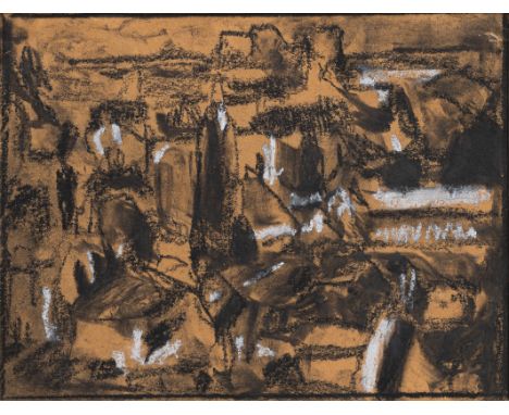 Hölzel, AdolfOlmütz, 1853 - Stuttgart, 193411 x 14 cm, R.Landschaftliche Komposition. Kohle, weiß gehöht, auf Papier.Privatsa
